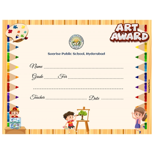 School Art Award Certificate 8.5 × 11 (US Letter) | Use on Laser Printer